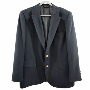 Adams Row Vintage Navy Gold Button Blazer Mens 50R Big Tall Club Preppy USA Made